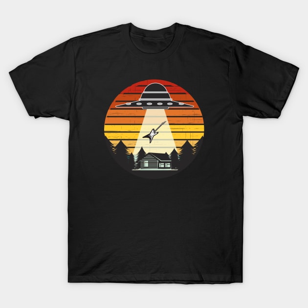 Guitar Player Funny Guitarist Electric Guitar UFO T-Shirt by Delta V Art